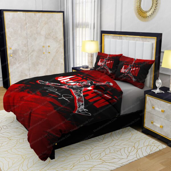 Michael Jordan Nike Red And Black Background Bedding Sets - Image 4