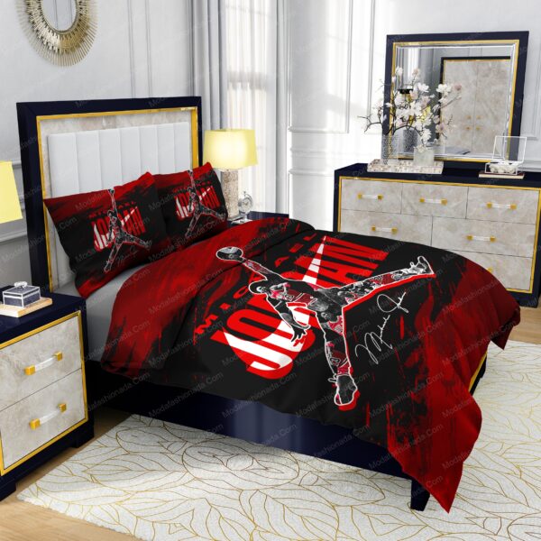 Michael Jordan Nike Red And Black Background Bedding Sets - Image 5