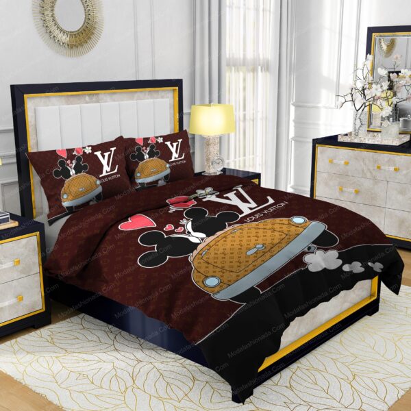 Mickey Mouse And Minnie Mouse Louis Vuitton Bedding Sets - Image 2