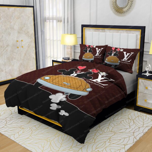 Mickey Mouse And Minnie Mouse Louis Vuitton Bedding Sets - Image 3