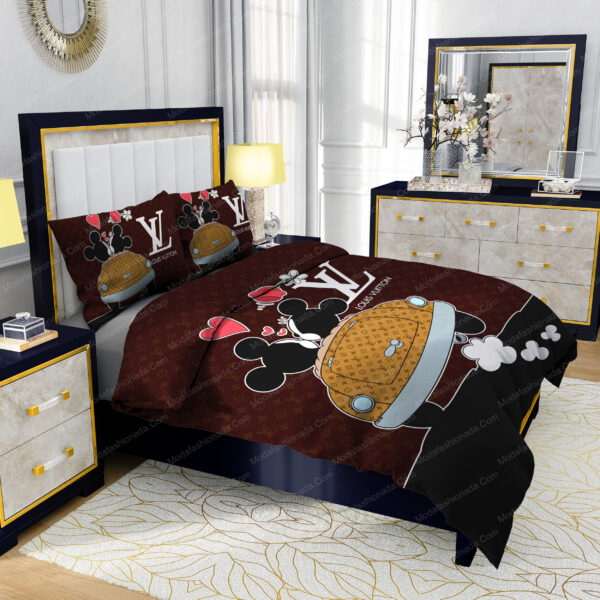 Mickey Mouse And Minnie Mouse Louis Vuitton Bedding Sets - Image 5