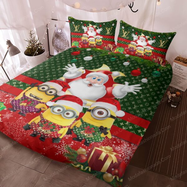 Minions Santa Claus Louis Vuitton Bedding Sets - Image 3