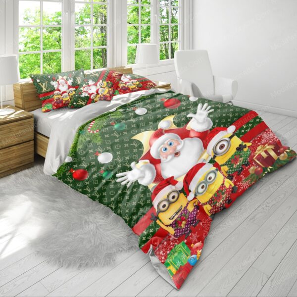 Minions Santa Claus Louis Vuitton Bedding Sets - Image 4