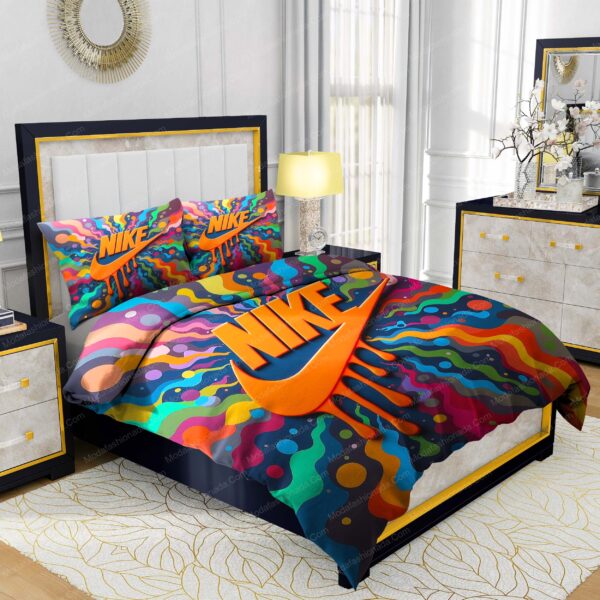Nike Logo Psychedelic Background Energetic Bedding Sets - Image 2