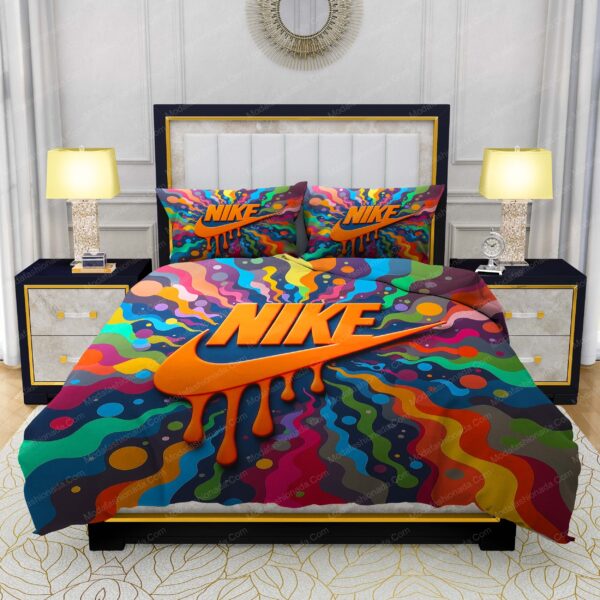 Nike Logo Psychedelic Background Energetic Bedding Sets