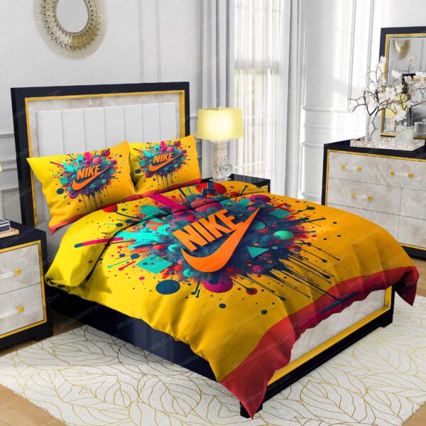 Orange Nike Logo Abstract Background Shapes And Colorful Bedding Sets - Image 2