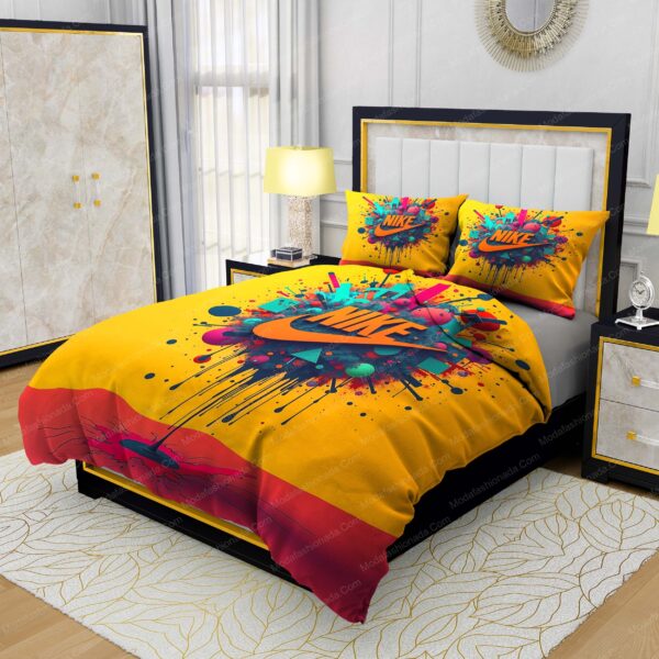 Orange Nike Logo Abstract Background Shapes And Colorful Bedding Sets - Image 3