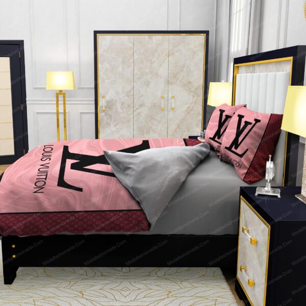 Pink Veinstone Louis Vuitton Bedding Sets - Image 6