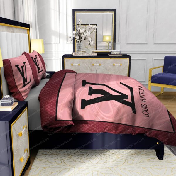 Pink Veinstone Louis Vuitton Bedding Sets - Image 7