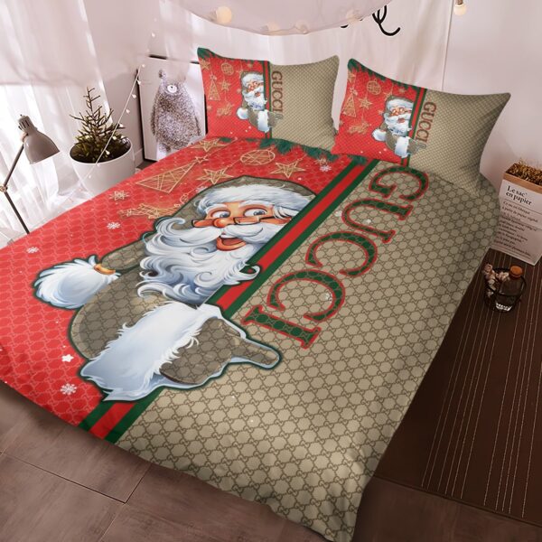 Santa Claus Gucci Pattern Bedding Sets - Image 3