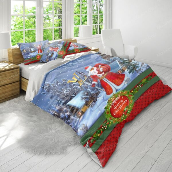 Santa Claus Louis Vuitton Merry Christmas Bedding Sets - Image 4