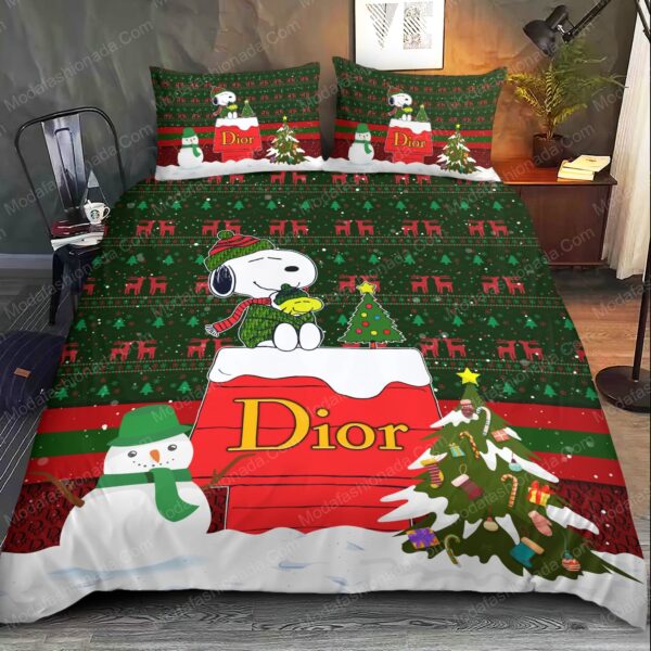 Snoopy Dog Dior Christmas Bedding Sets - Image 2