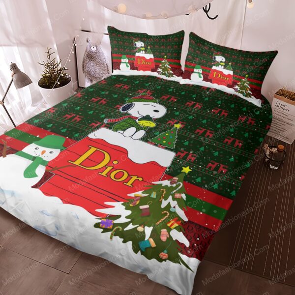 Snoopy Dog Dior Christmas Bedding Sets - Image 3