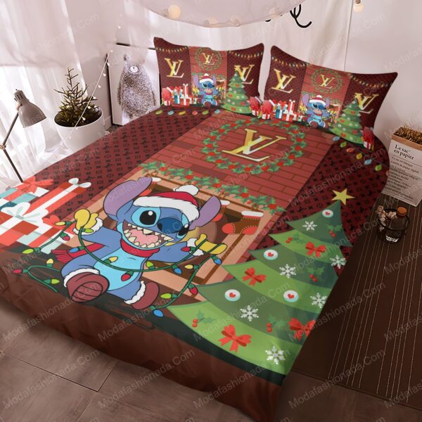 Stitch Louis Vuitton Christmas Bedding Sets - Image 2