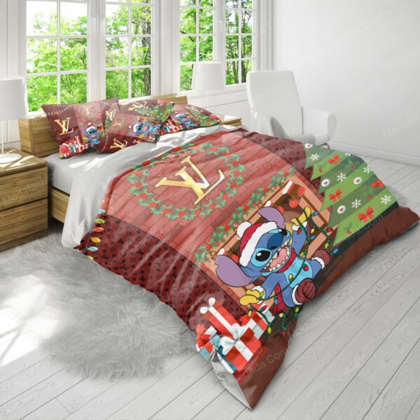 Stitch Louis Vuitton Christmas Bedding Sets - Image 3