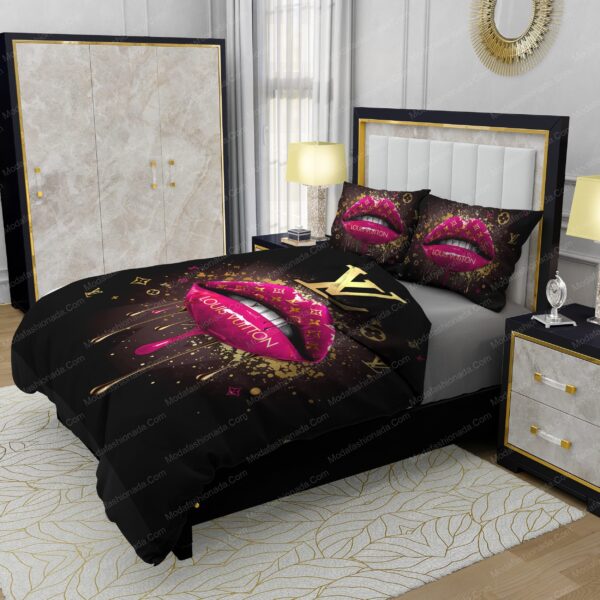 Supreme Louis Vuitton Black Background Bedding Sets - Image 4