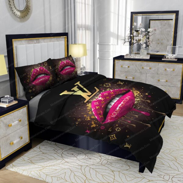 Supreme Louis Vuitton Black Background Bedding Sets - Image 5