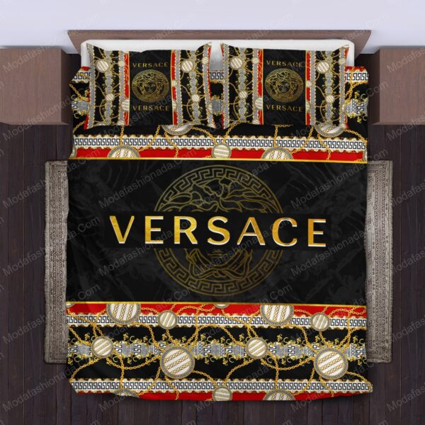 Luxury Golden Jewelry With Versace Logo Bedding Sets