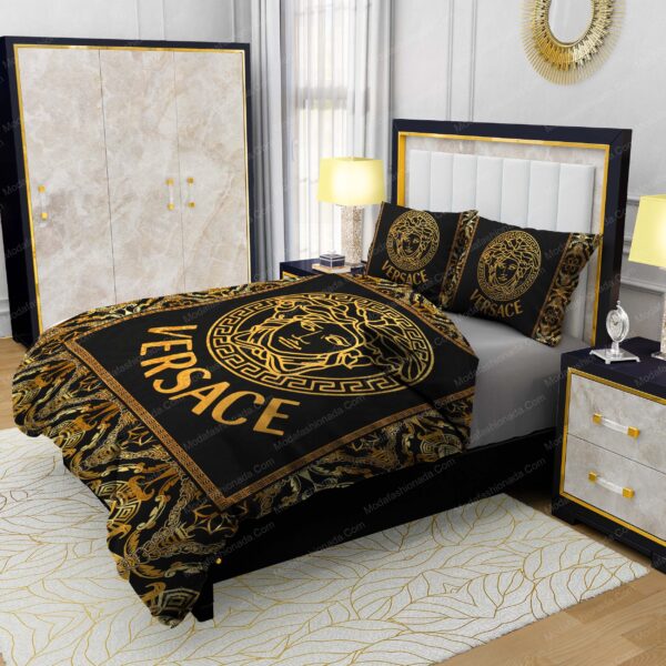 Versace Gold Logo Luxury Black Sumptuous Bedding Sets - Image 2