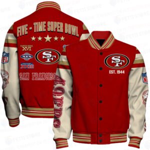 San Francisco 49ers National Football League Champions Print Baseball Jacket, Varsity Jacket SFAT V2 - bazzada Store