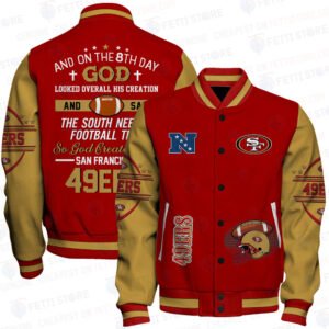 San Francisco 49ers National Football League Print Baseball Jacket, Varsity Jacket STM V7 - bazzada Store