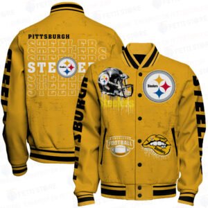 Pittsburgh Steelers National Football League Print Baseball Jacket, Varsity Jacket STM V6 - bazzada Store