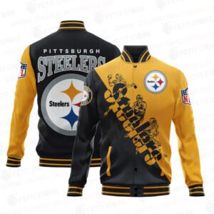 Pittsburgh Steelers National Football League Print Baseball Jacket, Varsity Jacket SHDL - bazzada Store