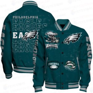 Philadelphia Eagles National Football League Print Baseball Jacket, Varsity Jacket STM V6 - bazzada Store