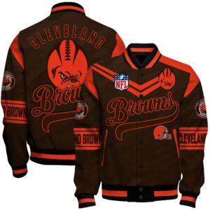 Cleveland Browns American Football League Pattern Baseball Jacket, Varsity Jacket SH1 V2 - bazzada Store