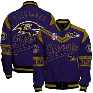 Baltimore Ravens American Football League Pattern Baseball Jacket, Varsity Jacket SH1 V2 - bazzada Store