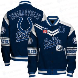 Indianapolis Colts American Football League Pattern Baseball Jacket, Varsity Jacket SH1 V2 - bazzada Store
