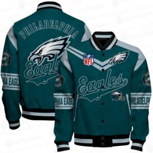 Philadelphia Eagles American Football League Pattern Baseball Jacket, Varsity Jacket SH1 V2 - bazzada Store