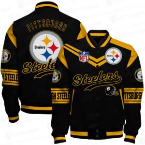 Pittsburgh Steelers American Football League Pattern Baseball Jacket, Varsity Jacket SH1 V2 - bazzada Store