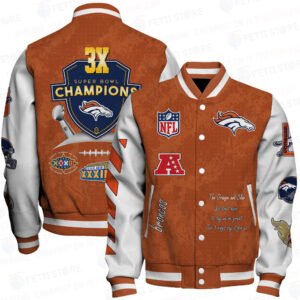 Denver Broncos 3X Champions Print Baseball Jacket, Varsity Jacket SFAT V9 - bazzada Store