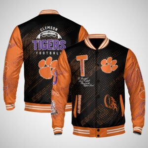 Clemson Tigers | NCAA Pattern Baseball Jacket, Varsity Jacket V12 - bazzada Store