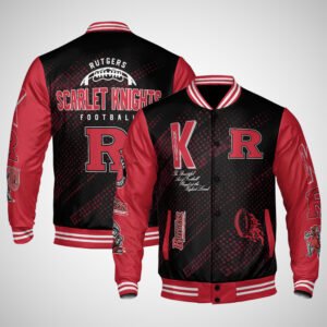 Rutgers Scarlet Knights | NCAA Pattern Baseball Jacket, Varsity Jacket V12 - bazzada Store