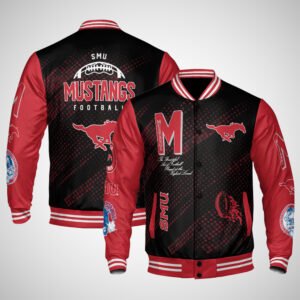 SMU Mustangs | NCAA Pattern Baseball Jacket, Varsity Jacket V12 - bazzada Store