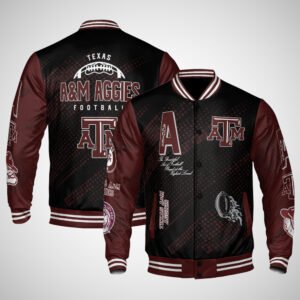 Texas A&M | NCAA Pattern Baseball Jacket, Varsity Jacket V12 - bazzada Store