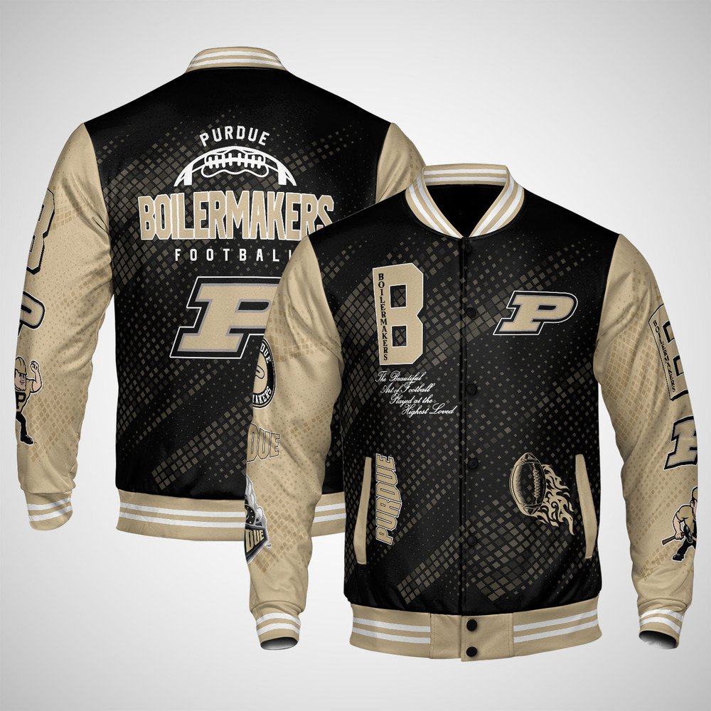 Purdue Boilermakers | NCAA Pattern Baseball Jacket, Varsity Jacket V12 - bazzada Store
