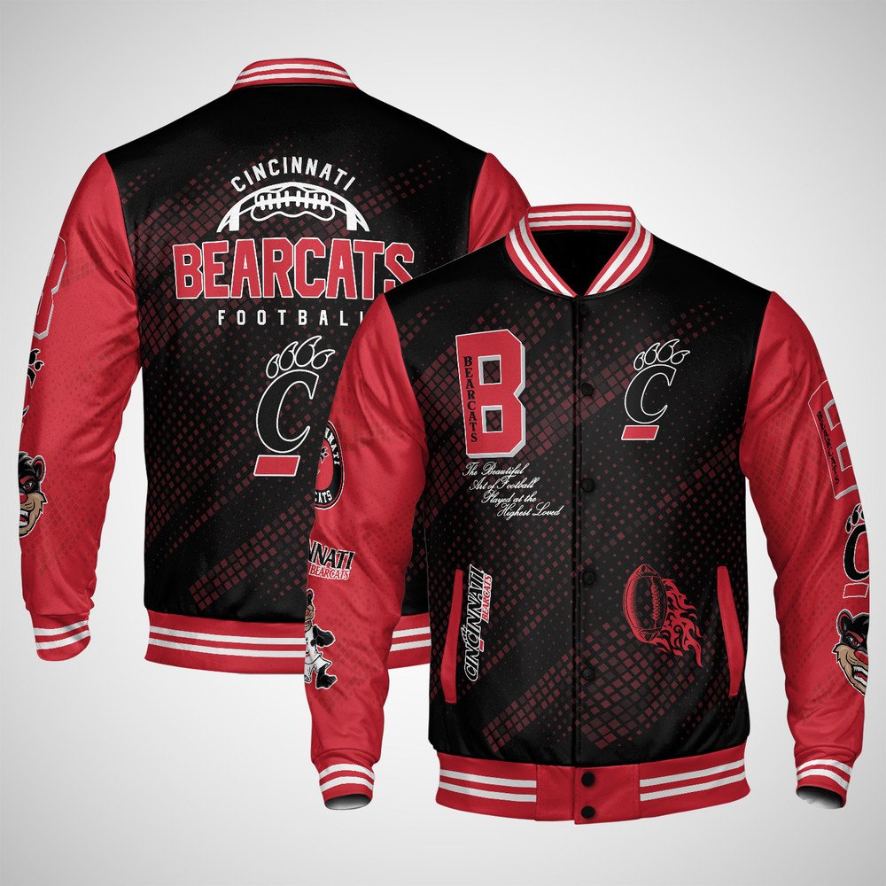 Cincinnati Bearcats | NCAA Pattern Baseball Jacket, Varsity Jacket V12 - bazzada Store