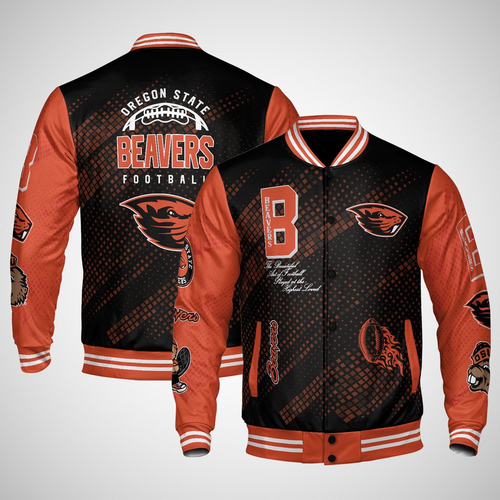 Oregon State Beavers | NCAA Pattern Baseball Jacket, Varsity Jacket V12 - bazzada Store