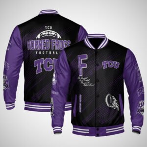 TCU Horned Frogs | NCAA Pattern Baseball Jacket, Varsity Jacket V12 - bazzada Store