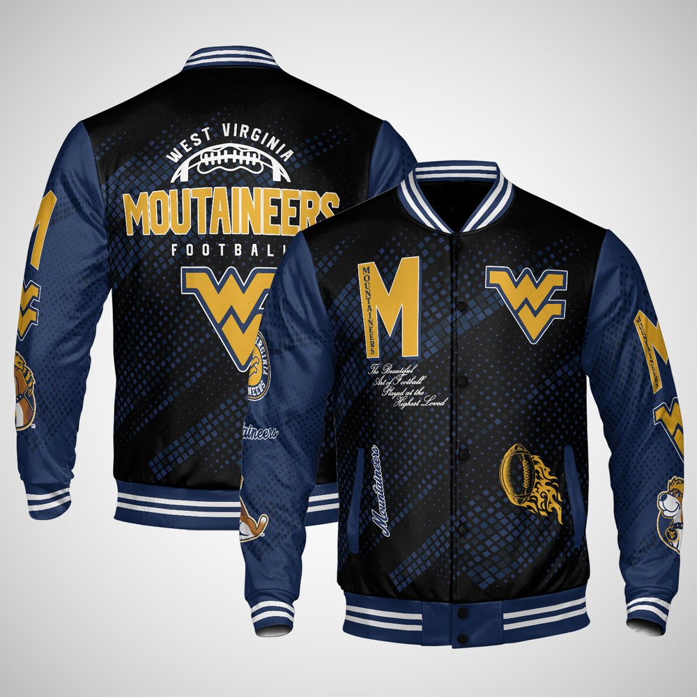 West Virginia Mountaineers | NCAA Pattern Baseball Jacket, Varsity Jacket V12 - bazzada Store