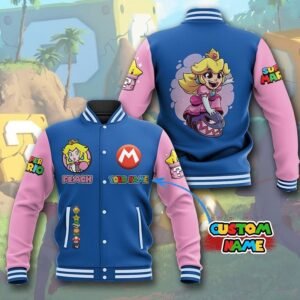 Super Mario Custom Name Baseball Jacket-HD22 - bazzada Store