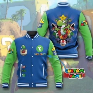 Super Mario Custom Name Baseball Jacket-HD369 - bazzada Store