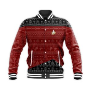 S.T The Next Generation 1987 Red Ugly Christmas Custom Name Baseball Jacket - bazzada Store