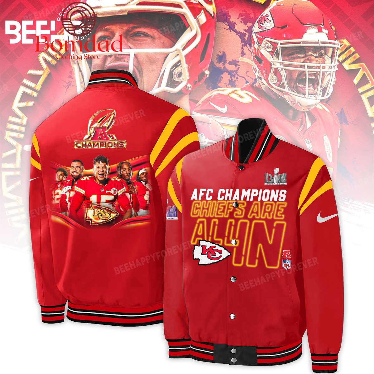 AFC Champions Chiefs Are All In Baseball Jacket - bazzada Store
