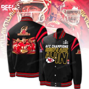 AFC Champions Chiefs Are All In Black Design Baseball Jacket - bazzada Store