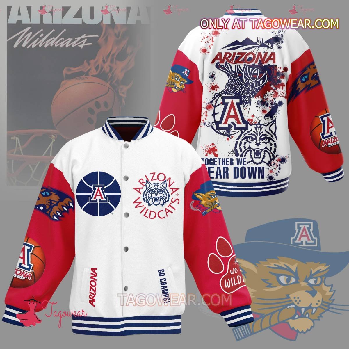 Arizona Wildcats Together We Fear Down Baseball Jacket - bazzada Store