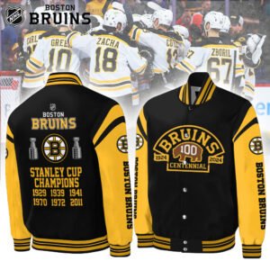 Boston Bruins Celebrating 100 Years Of Boston Bruins Hockey 3D Baseball Jacket BB010324LNQ27TTT - bazzada Store
